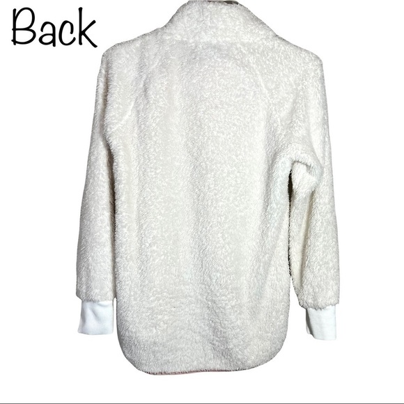 Boutique Pink White Fuzzy Teddy Bear Sherpa Pull On Sweatshirt Sweater Size S - Picture 9 of 15